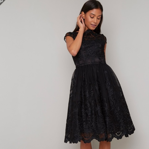 NWT ChiChi London Black Lace& Tulle Cocktail Dress - Picture 1 of 6